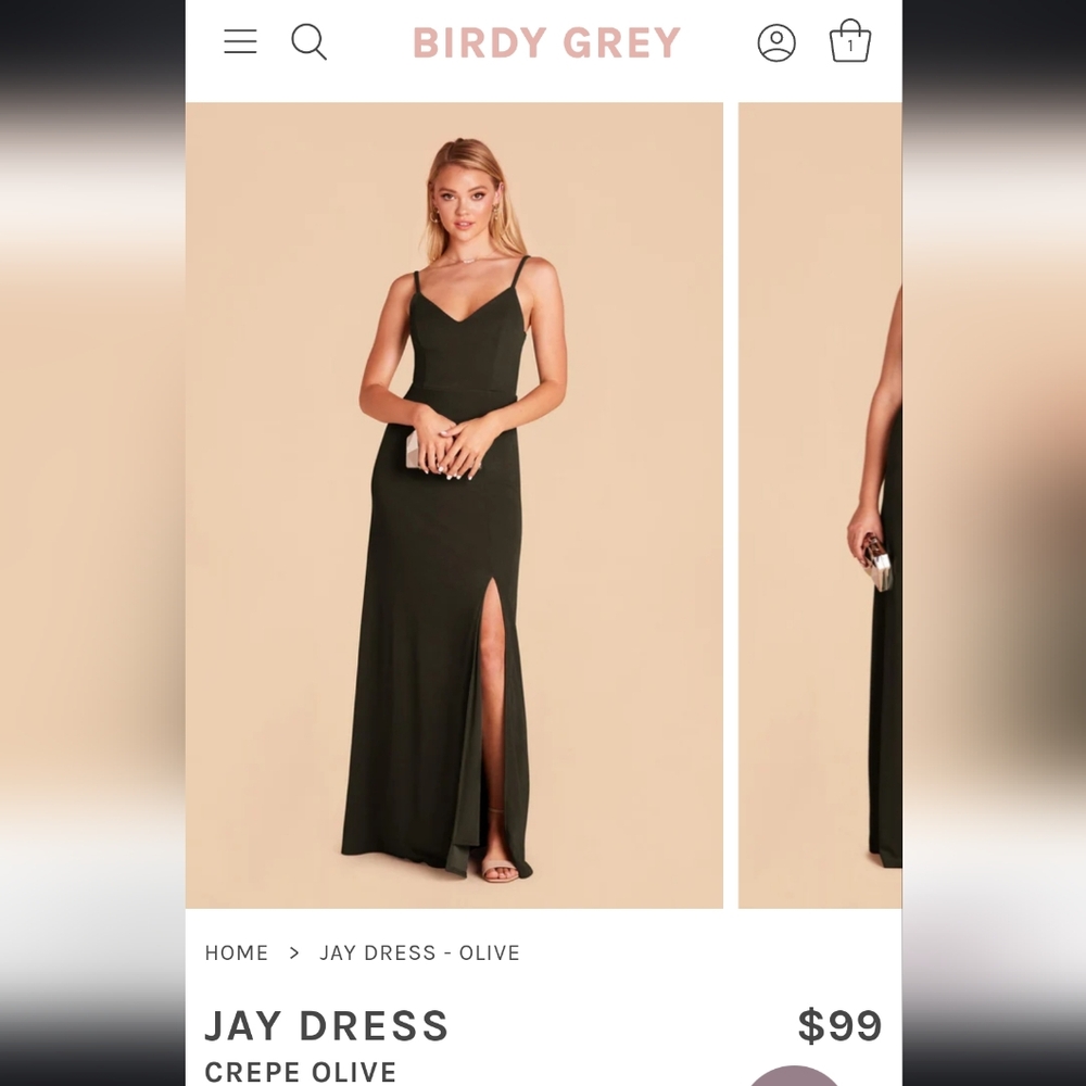 Birdy Grey Jay Dress Olive Green Crepe size Large